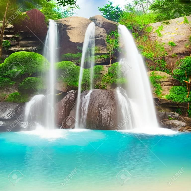 Beautiful waterfall in tropical rainforest