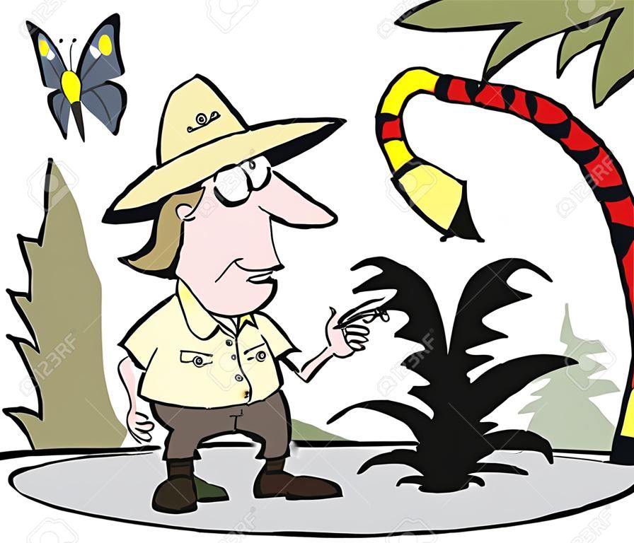 探險家在危險的叢林卡通