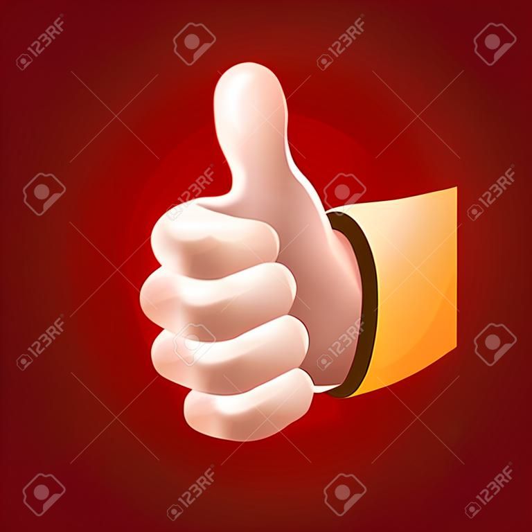 vector hand that shows the thumb up like a like on red