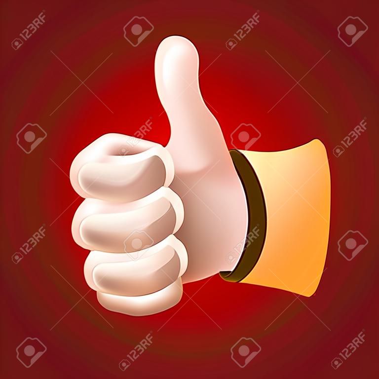 vector hand that shows the thumb up like a like on red