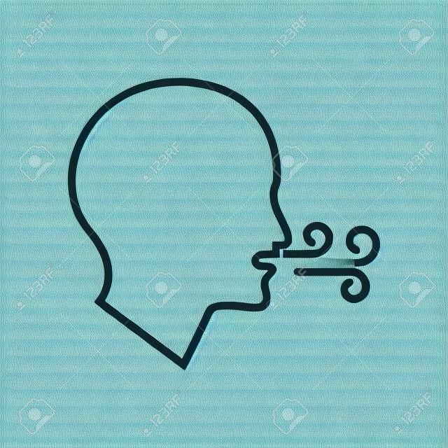 Breathing vector icon. Having breath difficulties. Health Care: checking breath or suffering respiration problems. Isolated modern icon