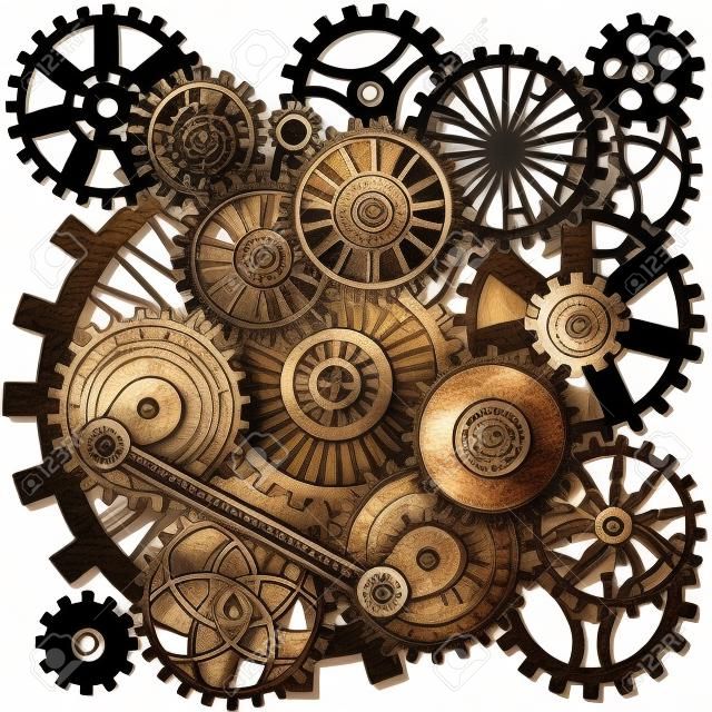 the gears in the style of steampunk. Gradient mash