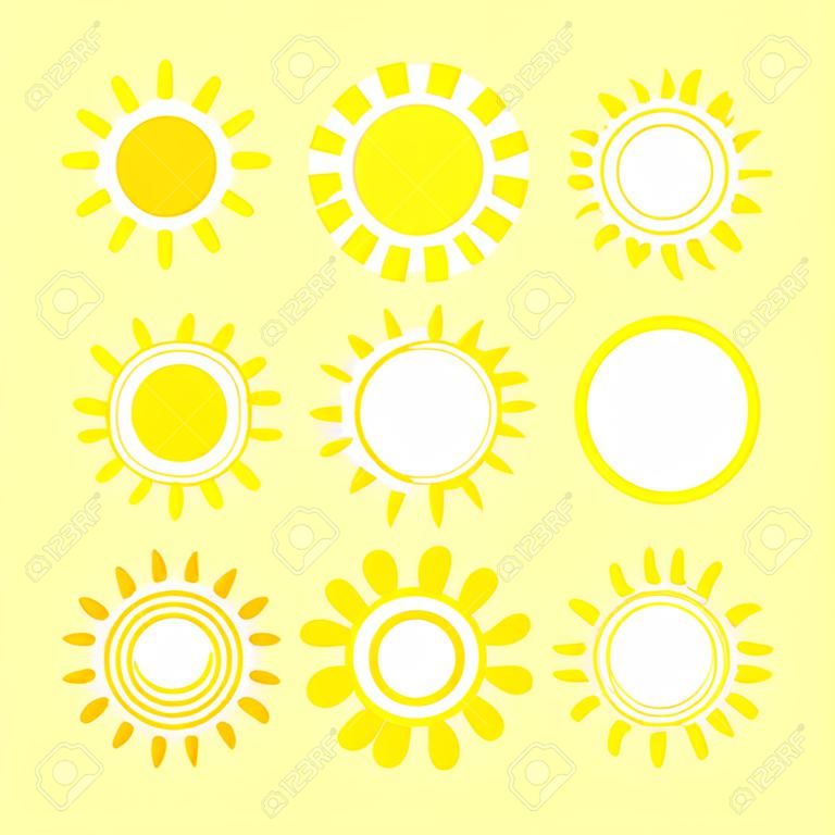 Flat sun icon. Sun pictogram. Trendy vector summer symbol for website design, web button, mobile app. Template vector illustration.