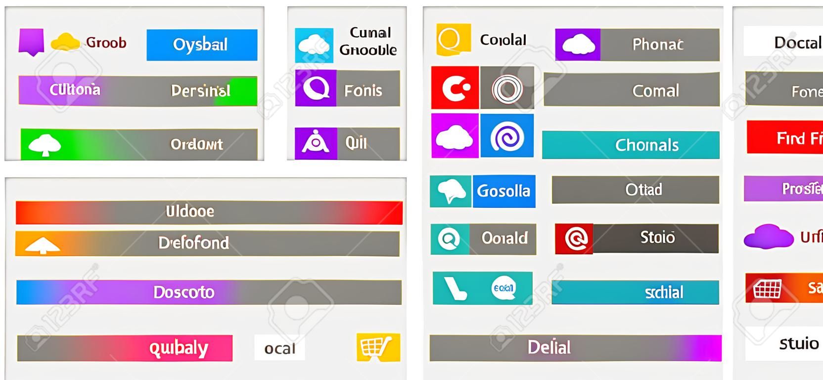 Web Design elements, buttons, icons  Templates for website illustration