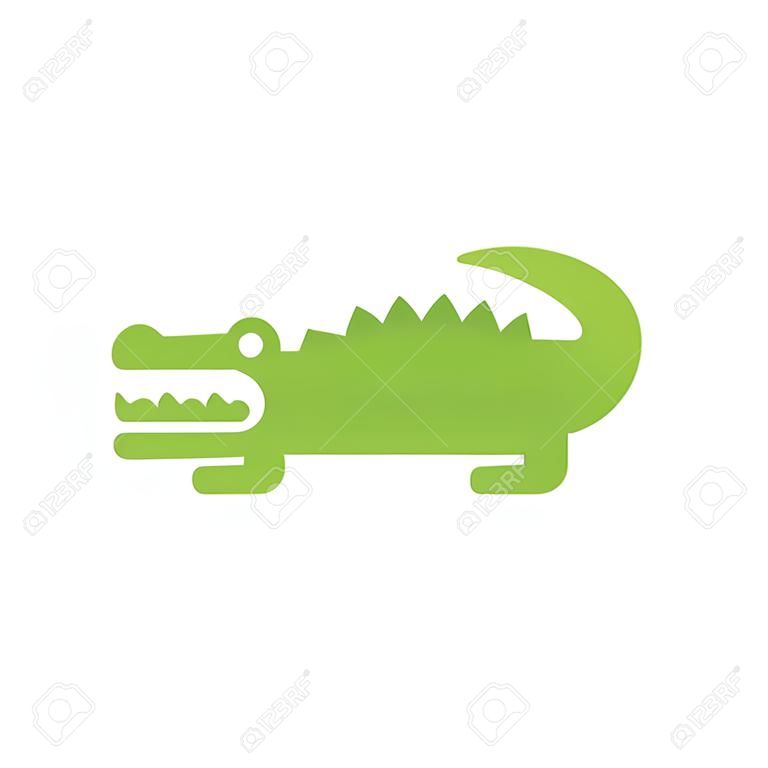 platte pictogram op witte achtergrond, Australische krokodil