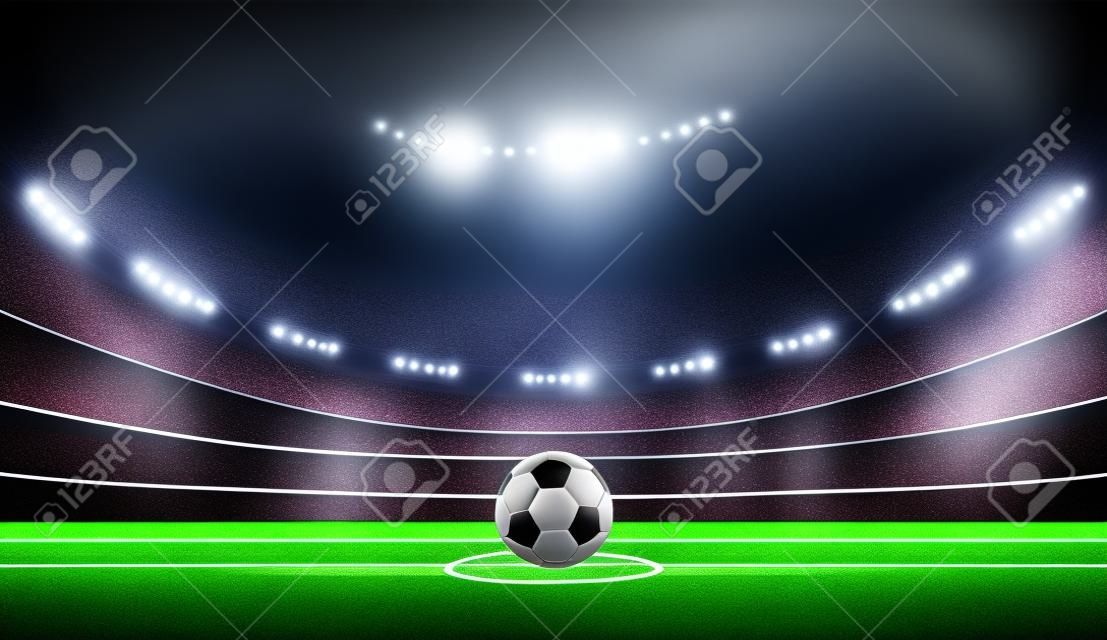 futebol futebol futebol estádio holofotes e placar fundo com glitter luz vector