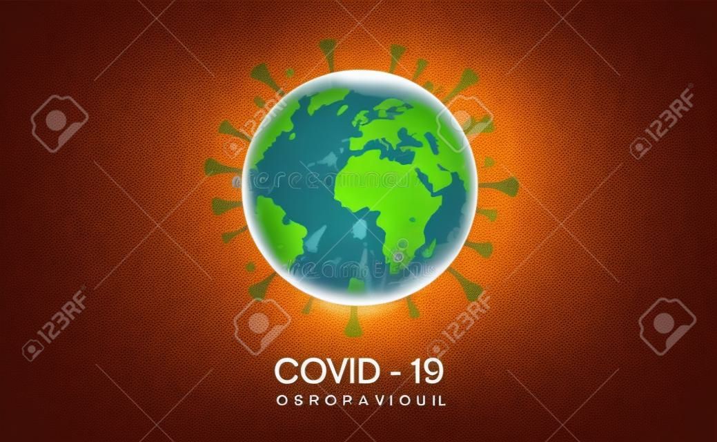 covid 19 corona virus scoppio terra 3d stile illustrazione vettoriale