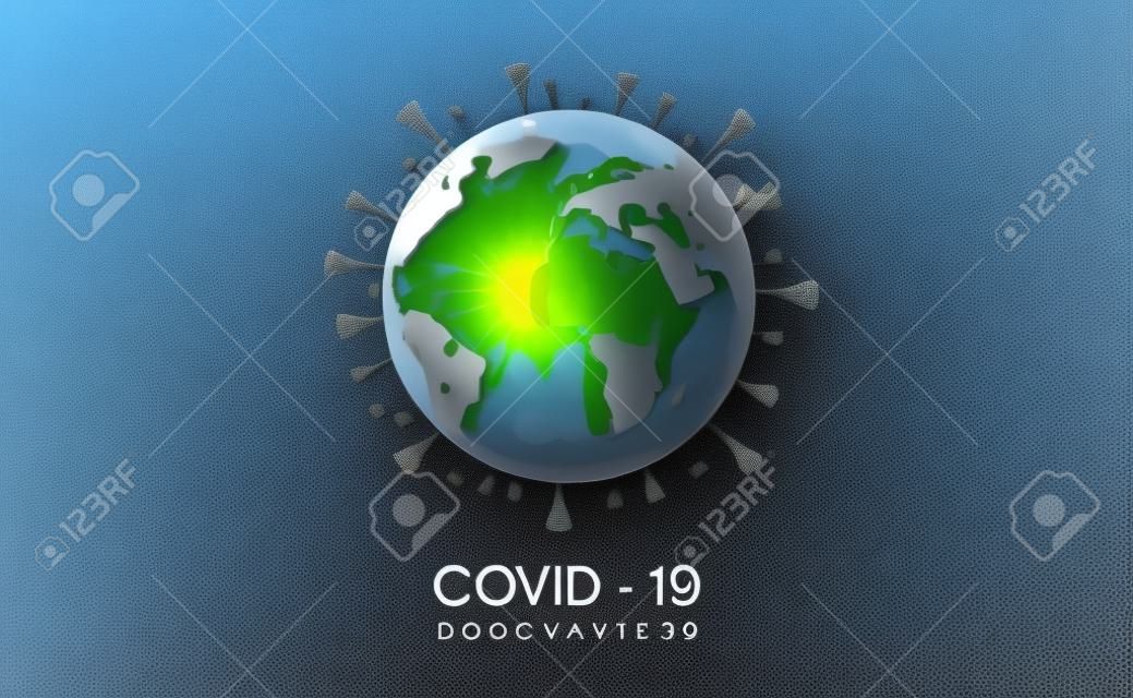 covid 19 corona virus scoppio terra 3d stile illustrazione vettoriale