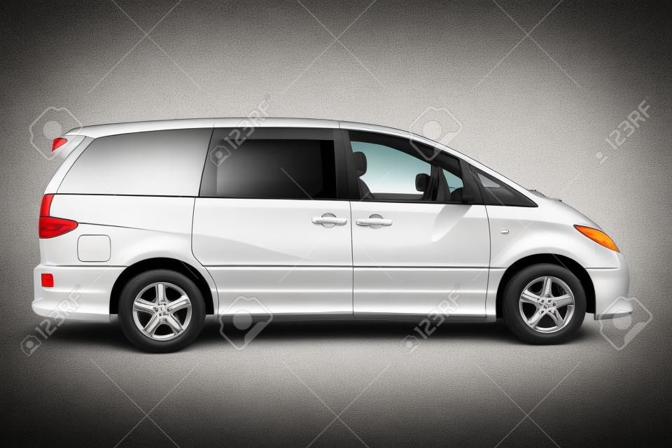 Stylish family van side view on white background.