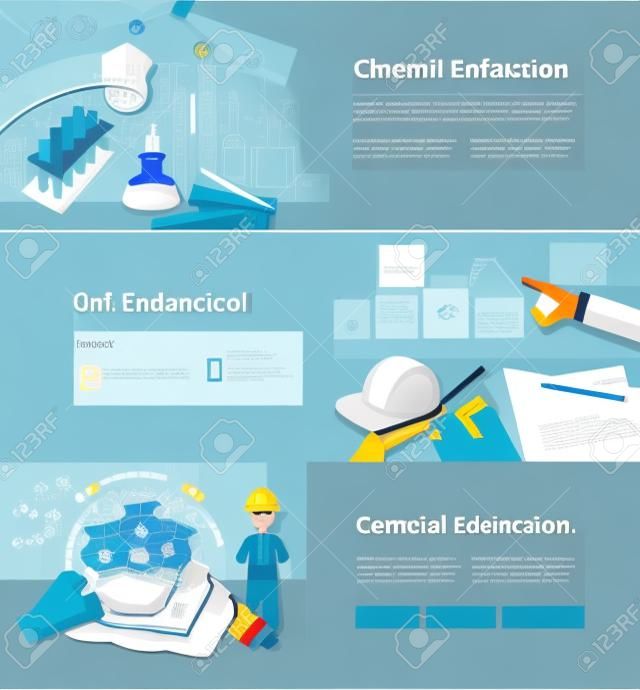 Kimyasal, sivil ve endüstri mühendisliği eğitimi Infographic afiş şablon düzeni plan web sayfası tasarımı, vektör tarafından oluşturma