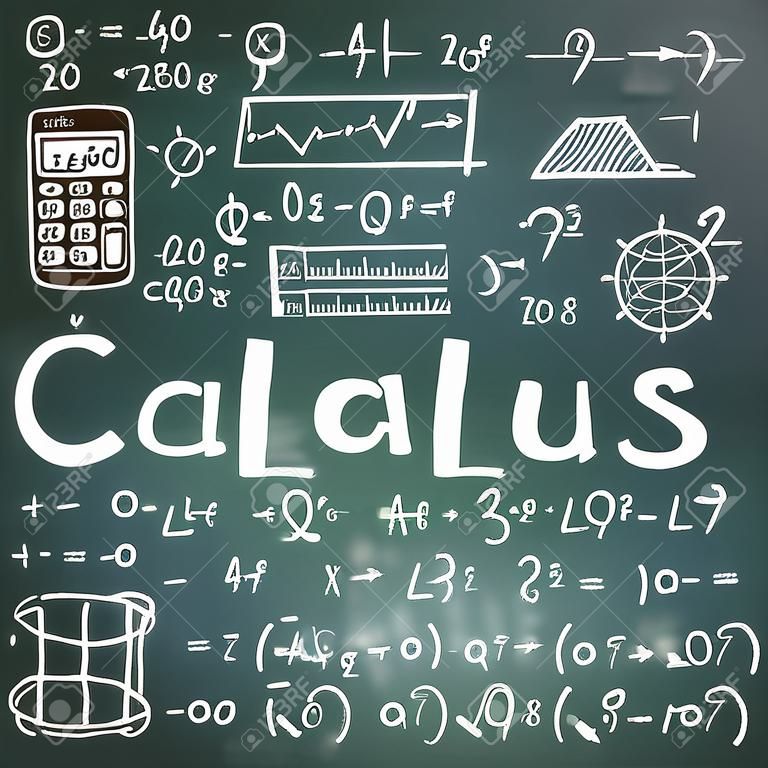 Calculus law theorie en wiskundige formule vergelijking doodle handschrift pictogram in bord achtergrond met handgetekend model voor onderwijs presentatie of onderwerp titel, creëren door vector