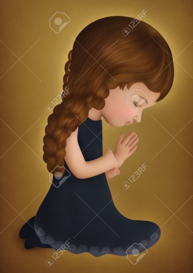 Маленькая девочка молится