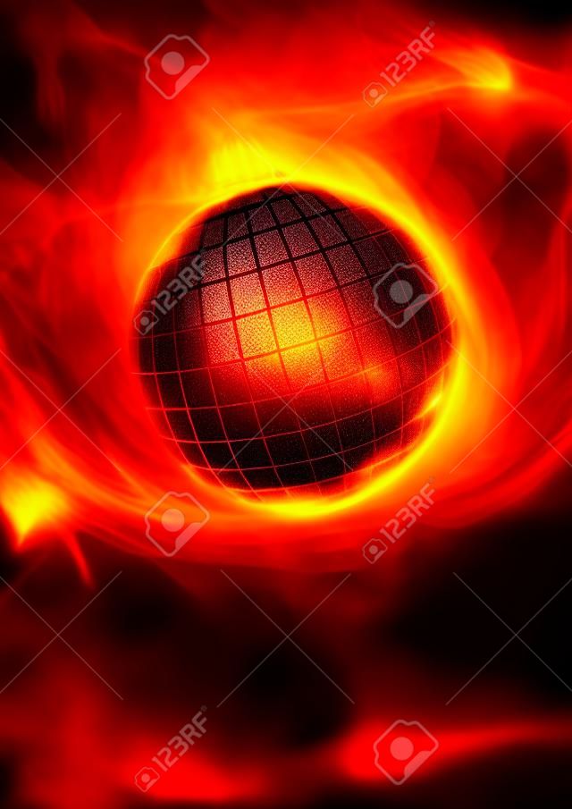 Disco inferno Blazing flamejante disco bola conceito