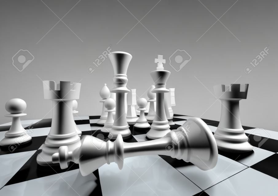 Schach weiß gewinnt 3D-Darstellung von Schachfiguren