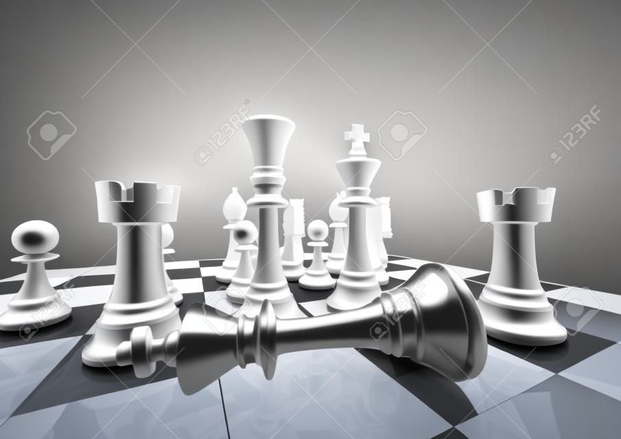 Chess fehér nyer 3d render sakkfigurák