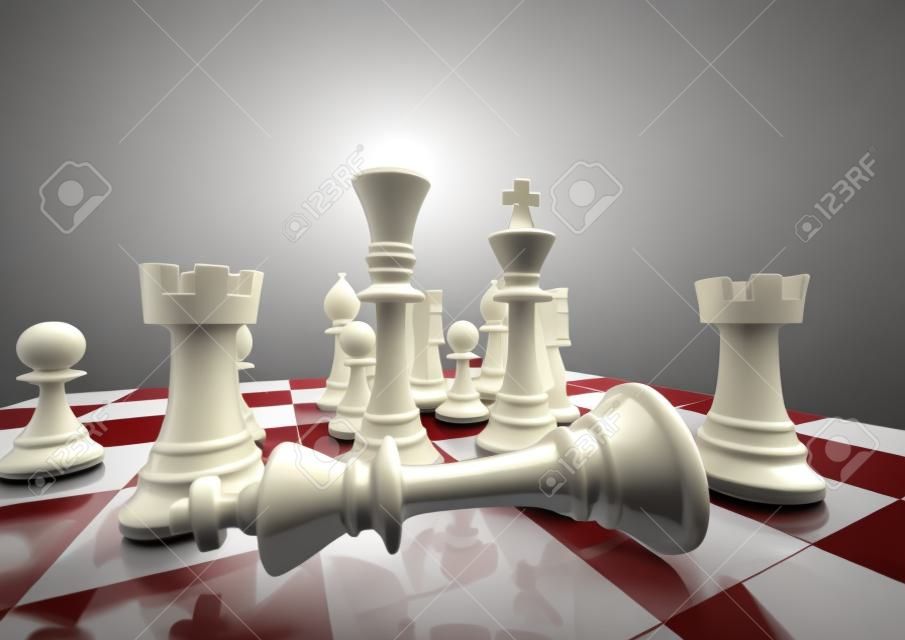 Шахматный белый выигрывает 3D визуализации шахматных фигур