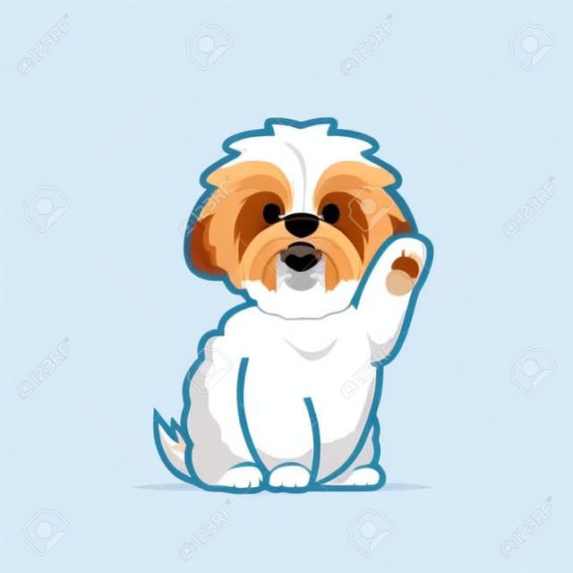 Cartoon illustration of shih tzu dog cute pose. Vector illustration of shih tzu dog