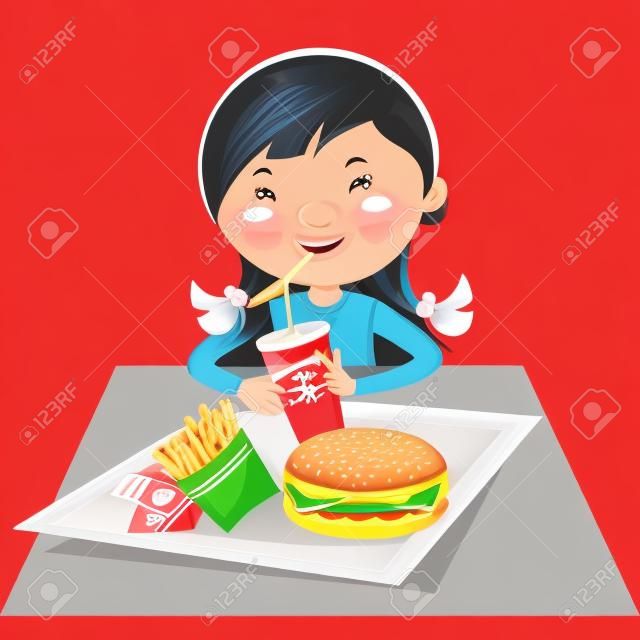 Girl eating fast food