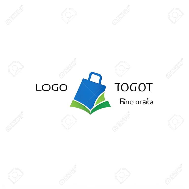 Logo de la boutique. Logo de la boutique en ligne. sac de magasin incorporé avec coche