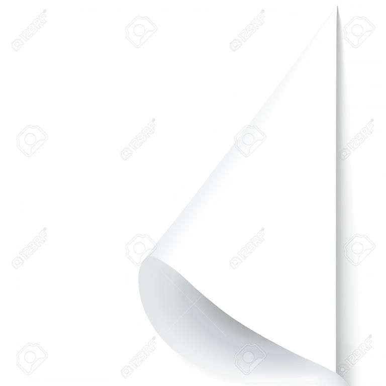 Papel em branco página curvado canto com sombra. Vector modelo ilustração para o seu design