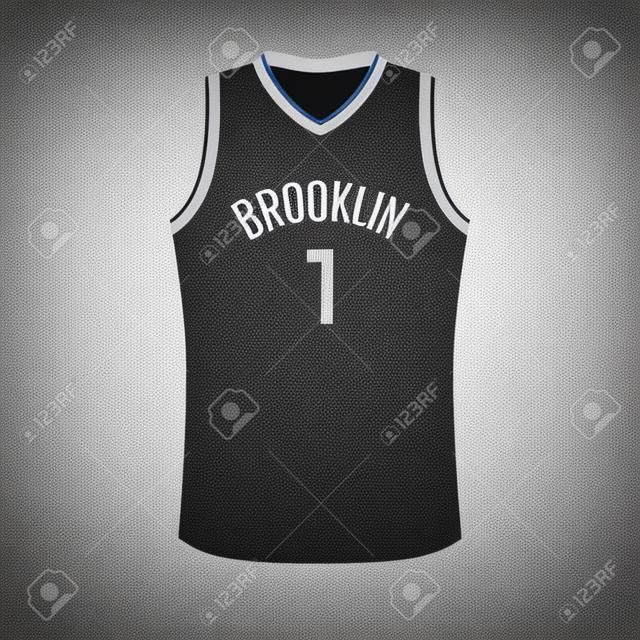 Realistic sport shirt Brooklyn Nets, jersey template for basketball kit. Vector illustration
