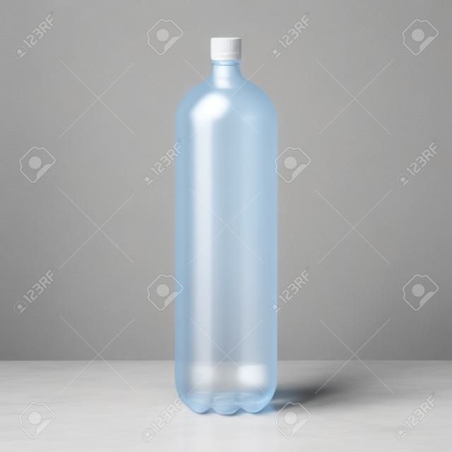 Empty realistic transparent PET plastic bottle