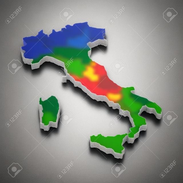 Mapa 3D Włoch z granicami regionów