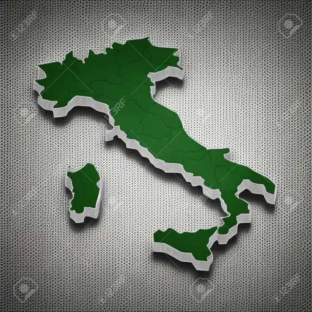 Mapa 3d da Itália com fronteiras de regiões