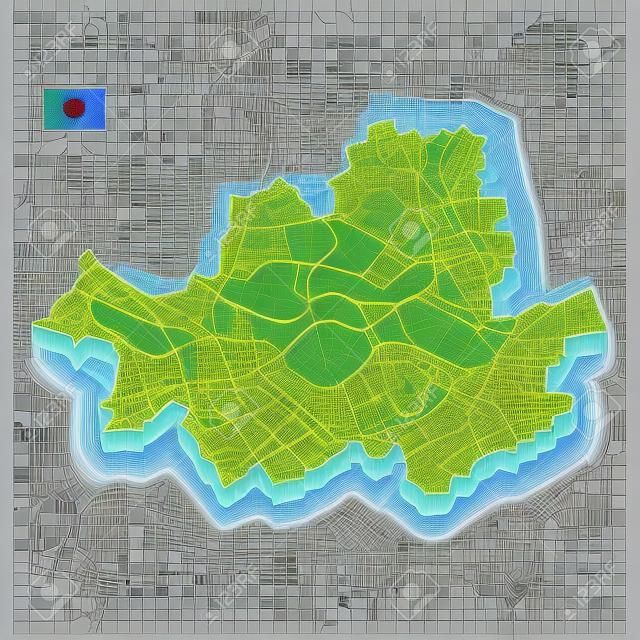 Mapa 3D de la ciudad metropolitana de Seúl es una región de Corea del Sur