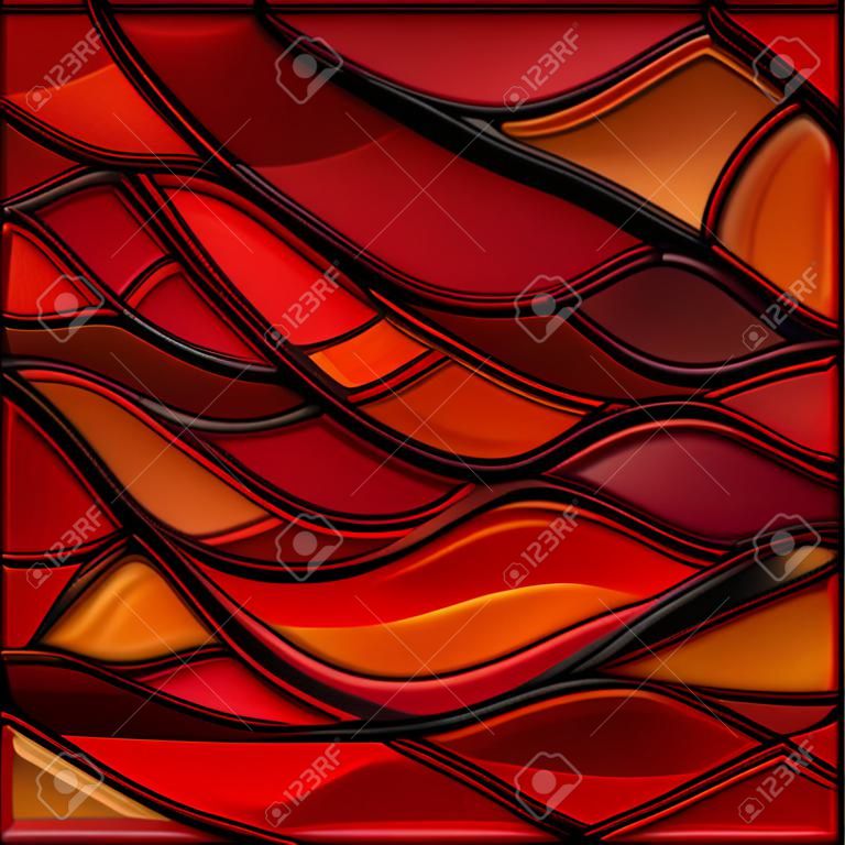 résumé, vecteur, mosaïque de verre coloré fond - vagues rouges
