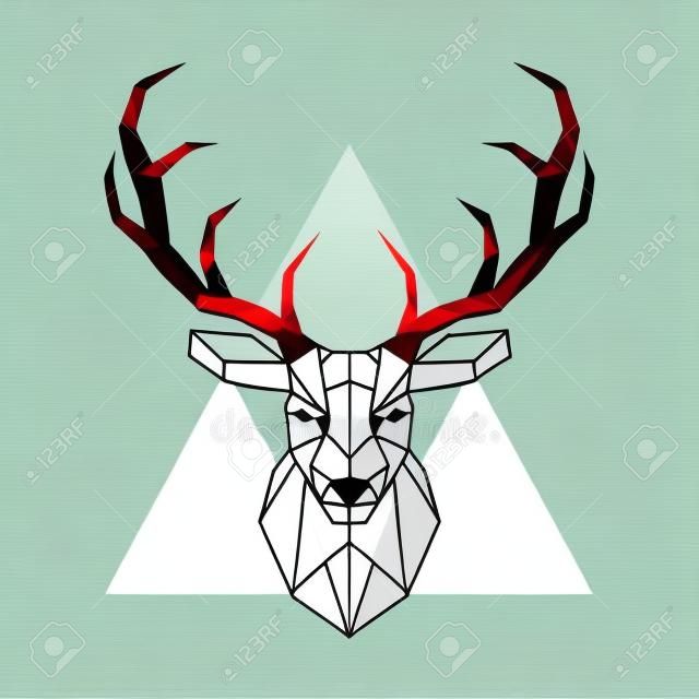 Голова оленя вектора геометрическая. Голова оленя и рога. Рисунок животных в стиле низкой поли. Векторная иллюстрация.