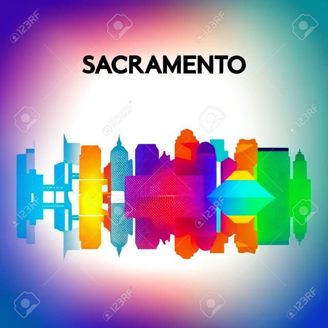 Sacramento skyline silhouette in colorful geometric style. Symbol for your design. Vector illustration.