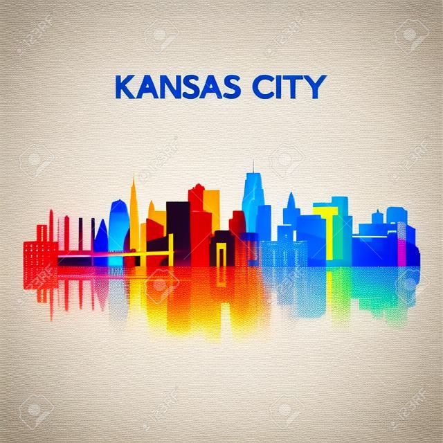 Silhueta do horizonte de Kansas City no estilo geométrico colorido. Símbolo para seu projeto. Ilustração vetorial.