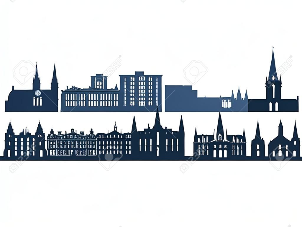 Panoramę Edynburga, monochromatyczna sylwetka. Ilustracja wektorowa.