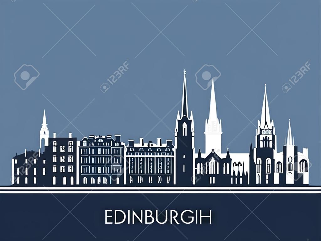 Orizzonte di Edimburgo, silhouette monocromatica. Illustrazione vettoriale.