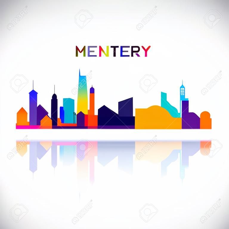 Sylwetka panoramę Monterrey w kolorowym geometrycznym stylu. symbol dla twojego projektu. ilustracja wektorowa.