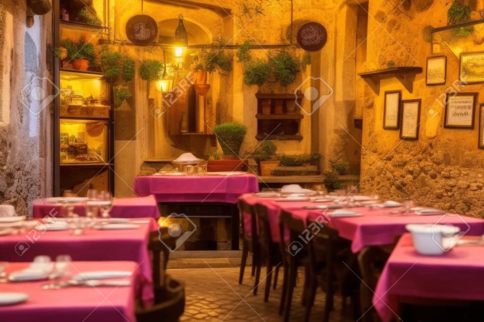 イタリアの小さな地元のレストランやトラットリアの眺め