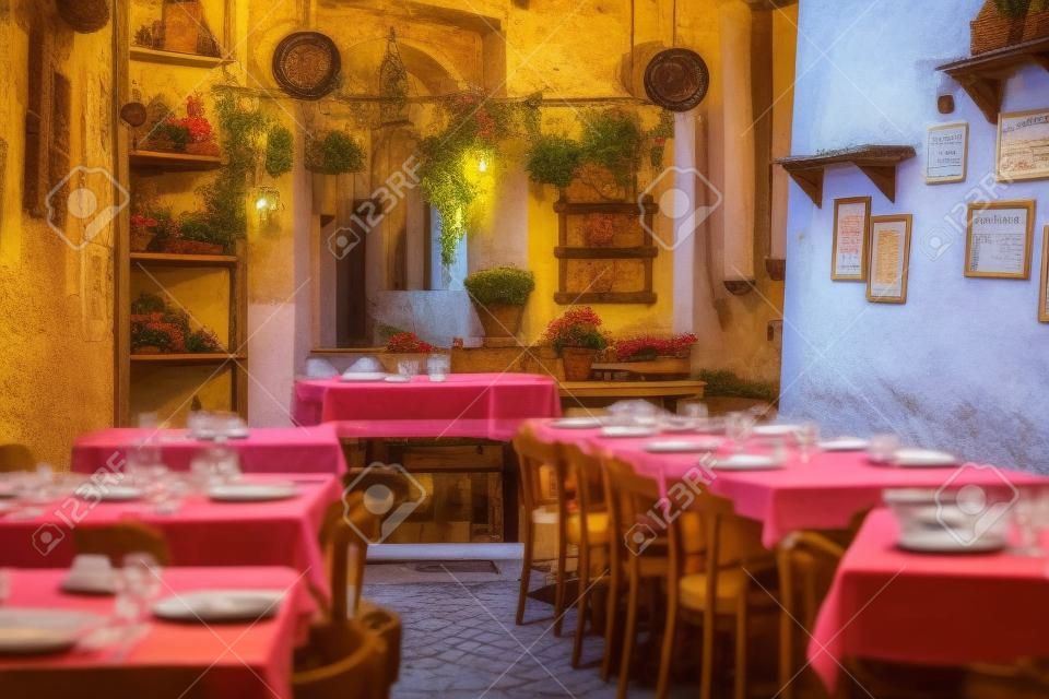 View of a small local restaurant or trattoria in Italy