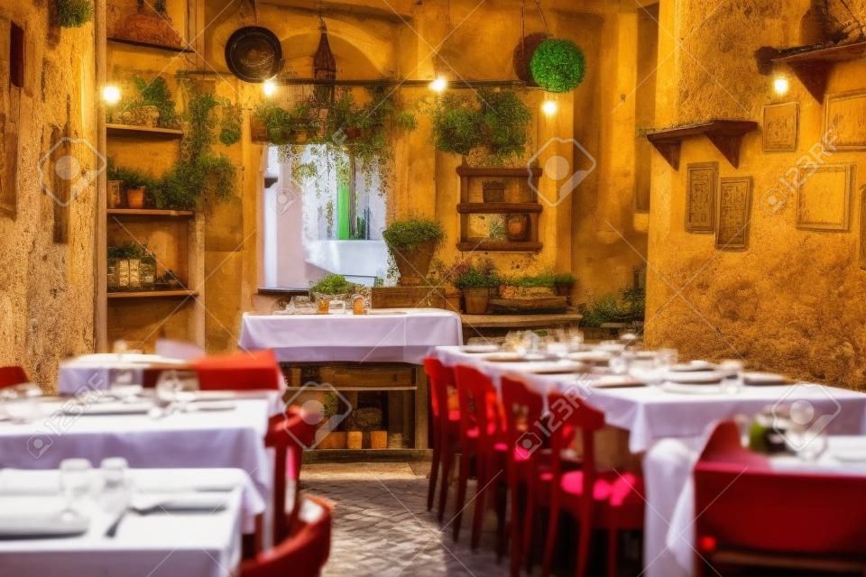 Vue d'un petit restaurant local ou trattoria en Italie