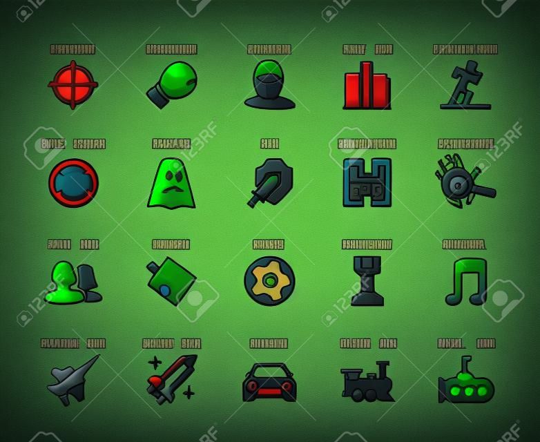 Video game genres pictogrammen ingesteld