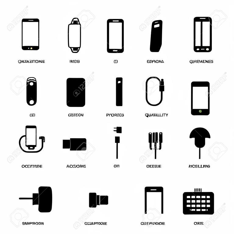 Conjunto de ícones de vetor de acessórios de smartphone