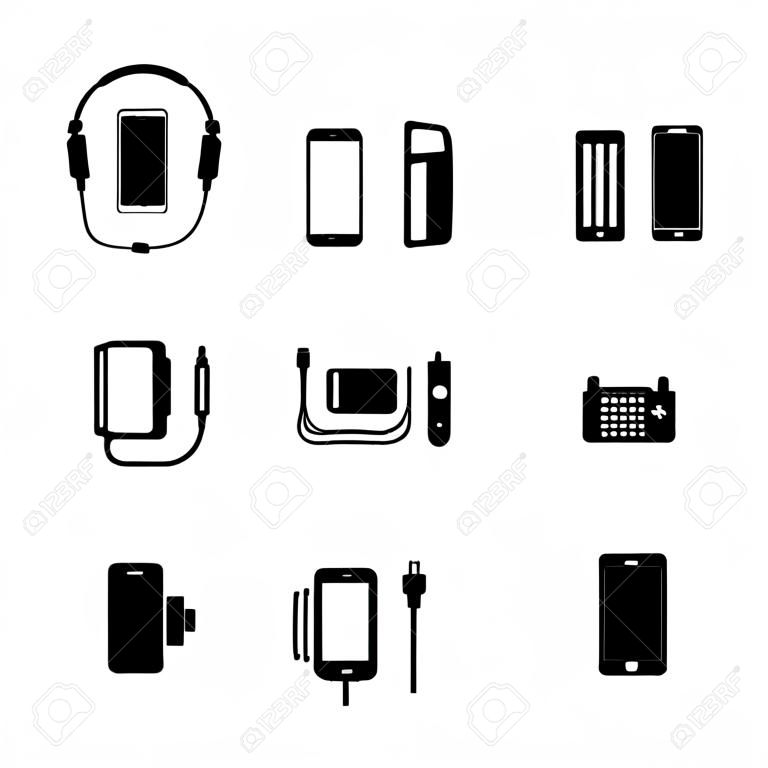 Conjunto de ícones de vetor de acessórios de smartphone