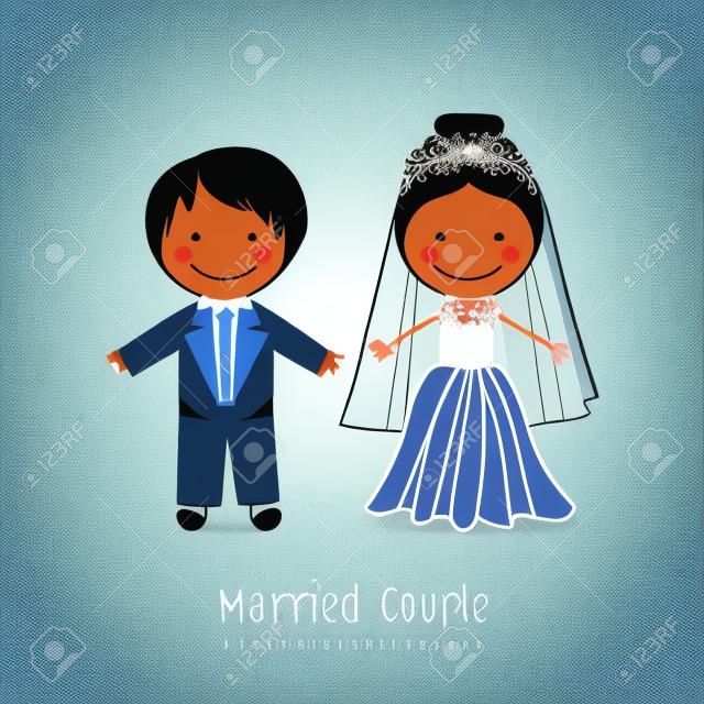 Illustration der Hochzeit Paar mit Hochzeitskleid, Vektor-Illustration