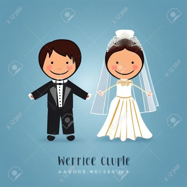 Illustration der Hochzeit Paar mit Hochzeitskleid, Vektor-Illustration
