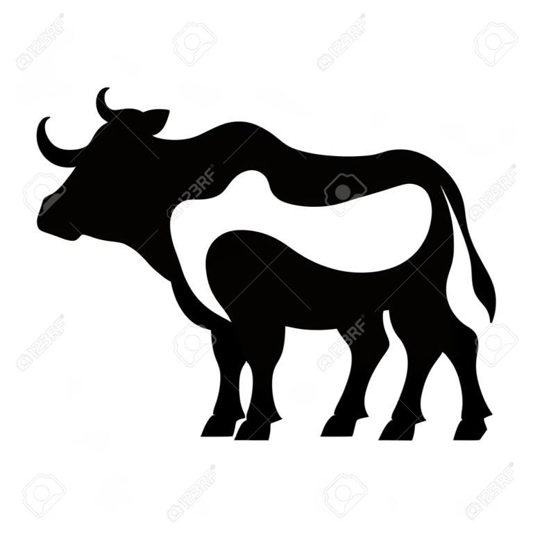 Cute ox silhouette manger character. Vector illustration design
