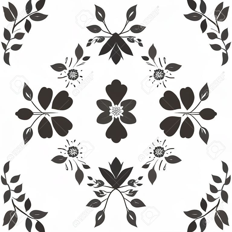 cornice con fiori e foglie icona illustrazione vettoriale design