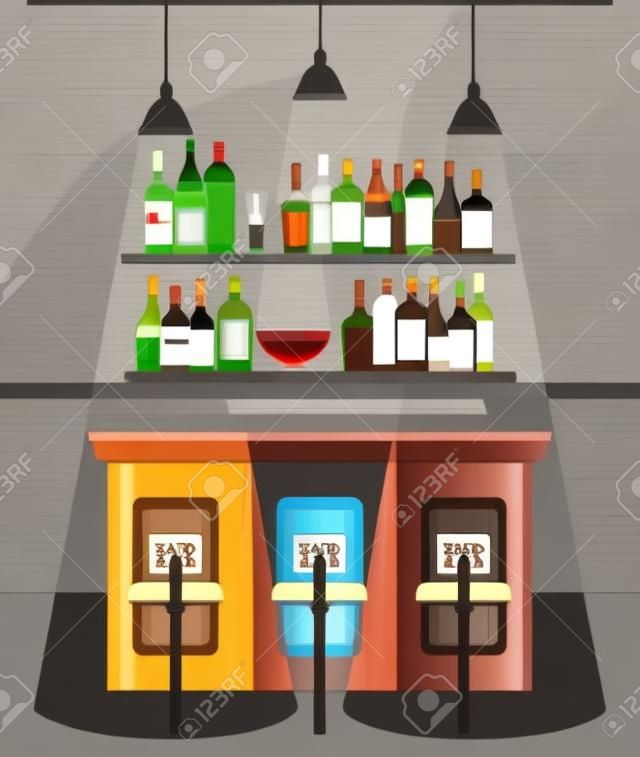 bar avec des bouteilles d'alcool scène conception d'illustration vectorielle