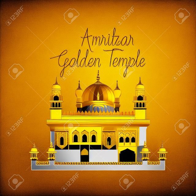 edificazione del tempio d'oro di amritsar e illustrazione vettoriale del giorno dell'indipendenza indiana design