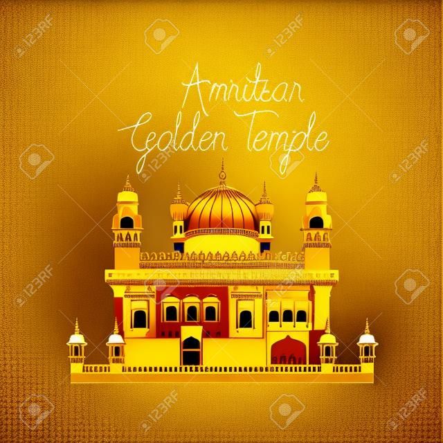 edificazione del tempio d'oro di amritsar e illustrazione vettoriale del giorno dell'indipendenza indiana design
