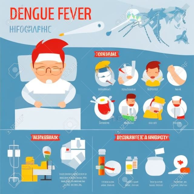Dengue fever infographic flat. Health care healthcare vector illustration.